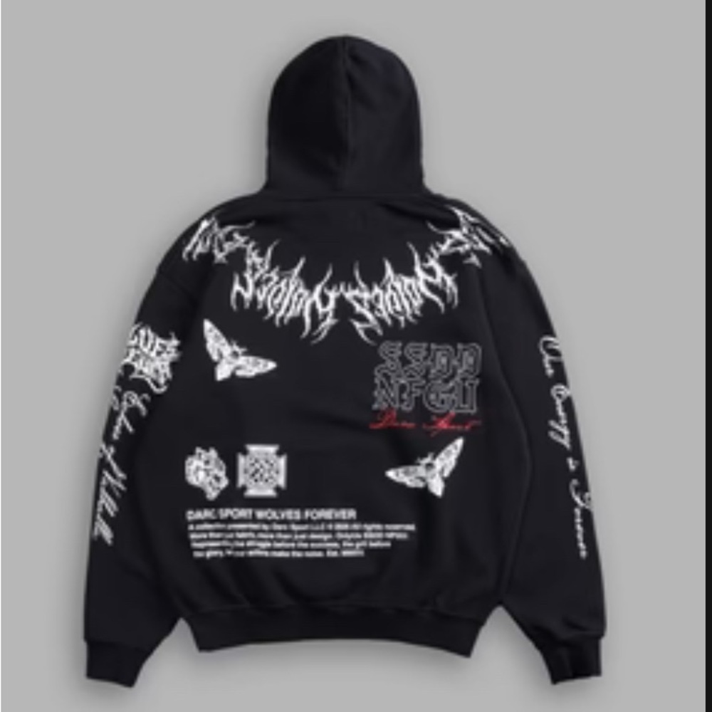 Darc Sport Wolf Iron V2 bishop unisex hoodie in black